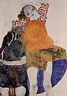 Two Seated Girls by Egon Schiele